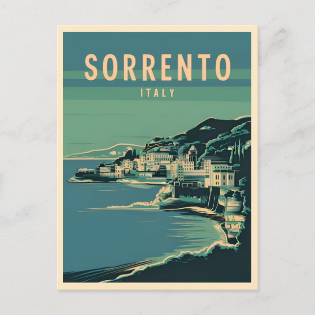 Vintage Travel Sorrento Italy Retro Graphic Postcard (Front)