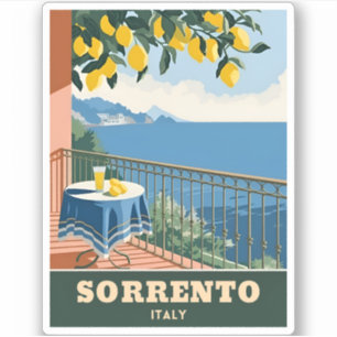 Vintage Travel Sorrento Italy Seaside Retro Sticker