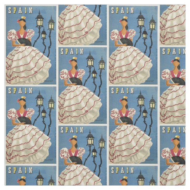 Vintage Travel Spain customizable fabric (Swatch)