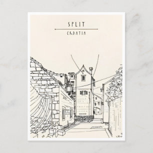 vintage travel Split Croatia Croatie retro tourism Postcard