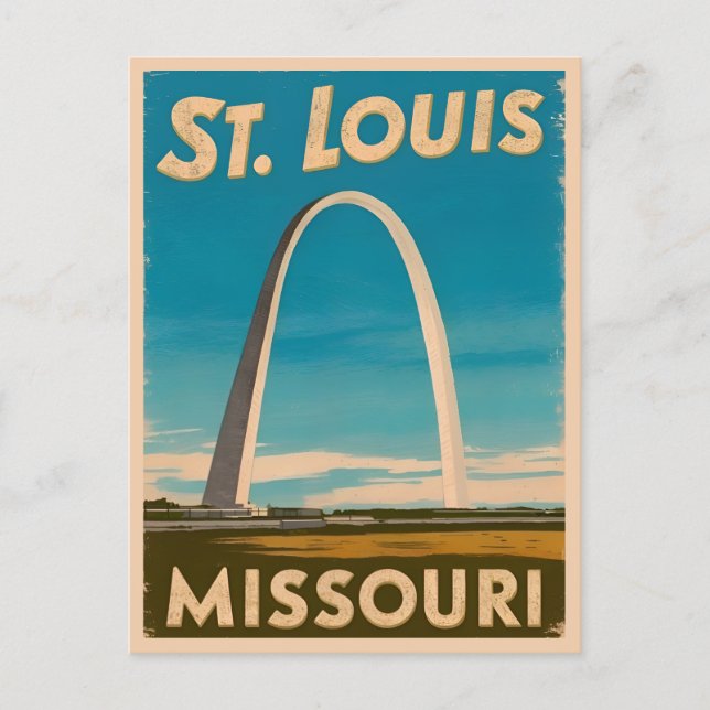 Vintage Travel St Louis Gateway Arch Retro Scenic Postcard (Front)