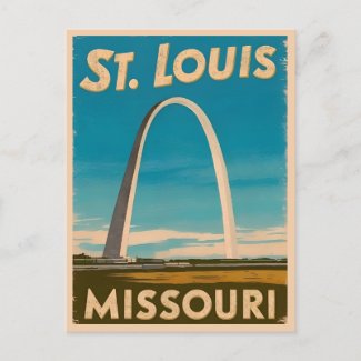 Vintage Travel St Louis Gateway Arch Retro Scenic