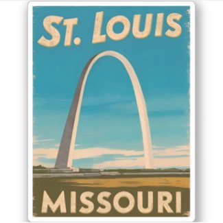 Vintage Travel St Louis Gateway Arch Retro Scenic