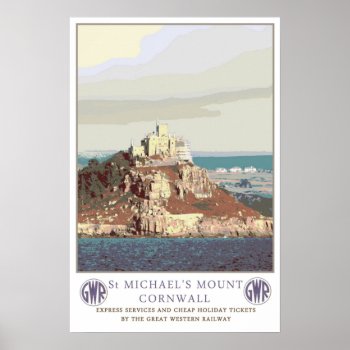Vintage Travel St Michael's Mount. Poster by ContinentalToursist at Zazzle