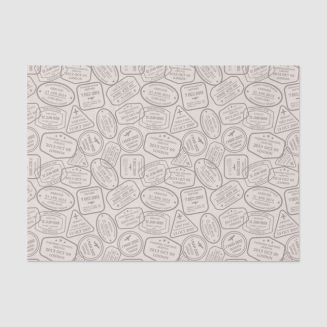 Vintage Travel/Stamps  Tissue Paper (Front)