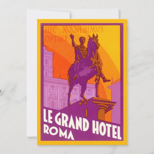 Vintage Travel Statue Le Grand Hotel Roma Italy