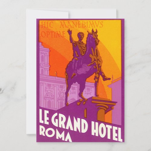 Vintage Travel Statue Le Grand Hotel Roma Italy
