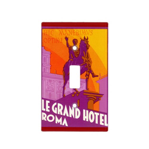 Vintage Travel Statue Le Grand Hotel Roma Italy Light Switch Cover