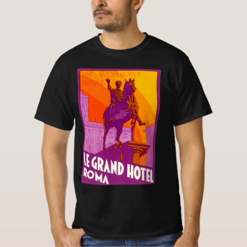 Vintage Travel Statue Le Grand Hotel Roma Italy T_Shirt