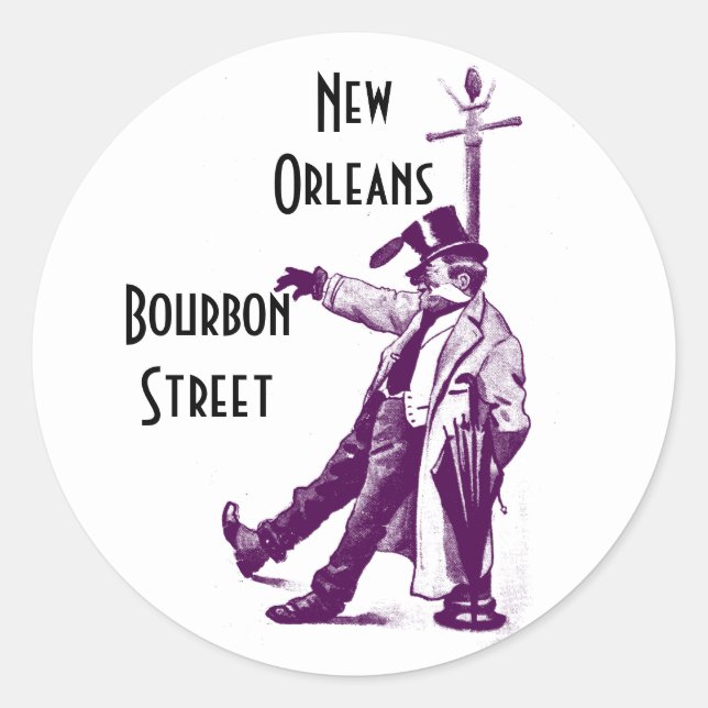 Vintage Travel Stickers Bourbon Street New Orleans (Front)