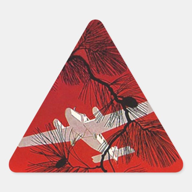 Vintage Travel Stickers Plane Airplane Prop FW Red (Front)