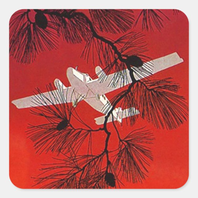 Vintage Travel Stickers Plane Airplane Prop FW Wht (Front)
