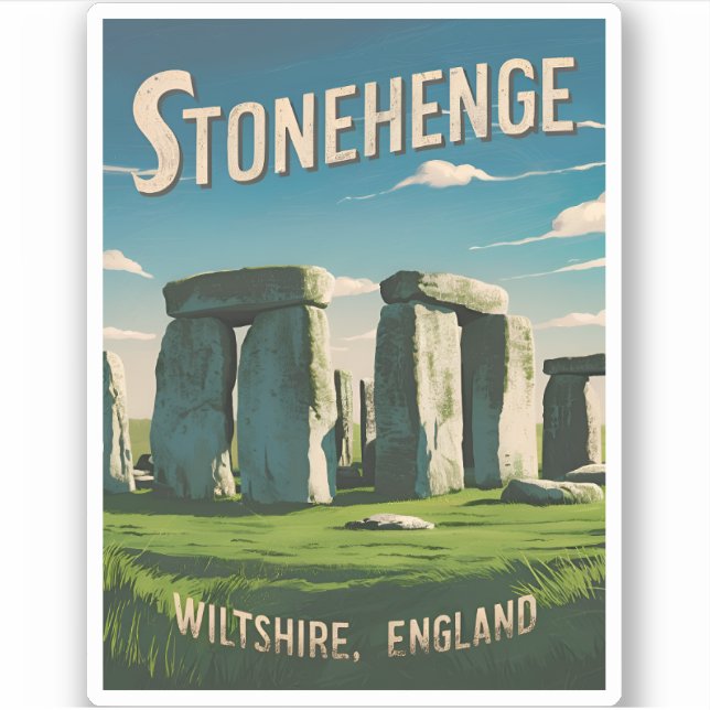 Vintage Travel Stonehenge England Retro Graphic Sticker (Front)