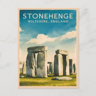 Vintage Travel Stonehenge England Retro Scenic