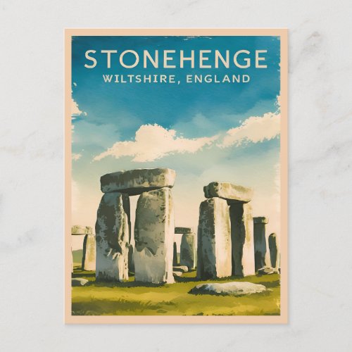 Vintage Travel Stonehenge England Retro Scenic Postcard