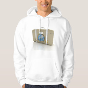 Vintage Travel Suitcase Clock World Map Hoodie