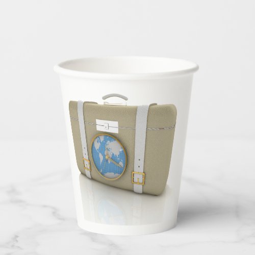 Vintage Travel Suitcase Clock World Map
