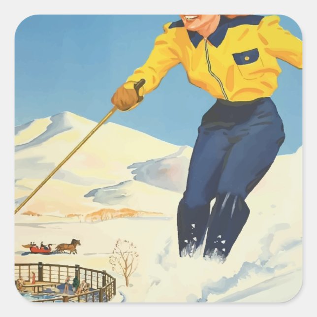 Vintage Travel Sun Valley Idaho Square Sticker (Front)