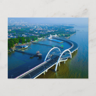 Vintage travel Surabaya Indonesia asia city retro Postcard