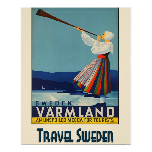 Vintage Travel Sweden Glossy Poster (Front)