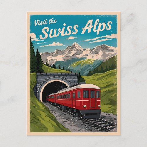 Vintage Travel Swiss Alps Switzerland Retro Scenic Postcard
