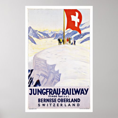 Vintage Travel Switzerland By Jungfrau Railway Poster