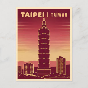Vintage Travel Taipei 101 Taiwan Retro Scenic Postcard