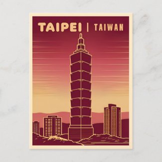 Vintage Travel Taipei 101 Taiwan Retro Scenic