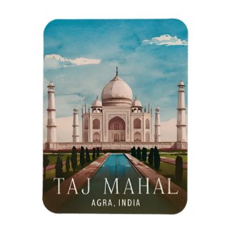 Vintage Travel Taj Mahal India Retro Scenic