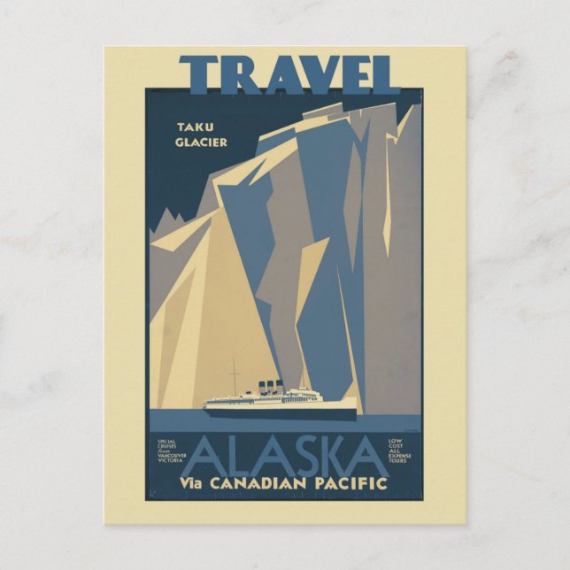 Vintage Travel Taku Glacier, Alaska Postcard (Front)