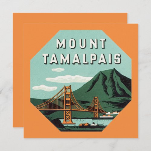 Vintage Travel Tamalpais Mountain or Mount Tam Invitation