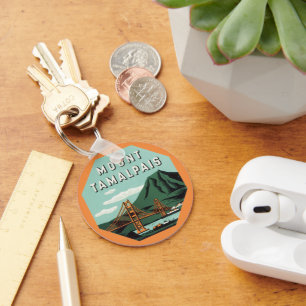 Vintage Travel, Tamalpais Mountain or Mount Tam Keychain