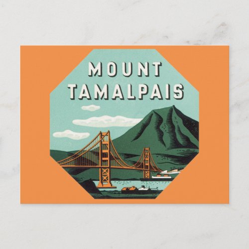 Vintage Travel Tamalpais Mountain or Mount Tam Postcard