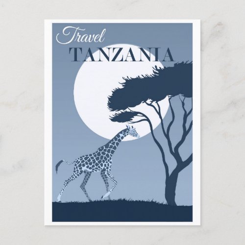 Vintage Travel Tanzania Africa African Giraffe Postcard