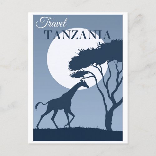 Vintage Travel Tanzania Africa African Giraffe Postcard