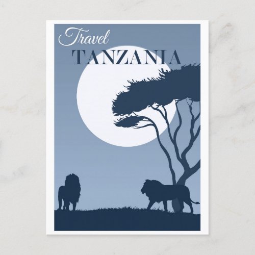 Vintage Travel Tanzania Africa Lion Postcard