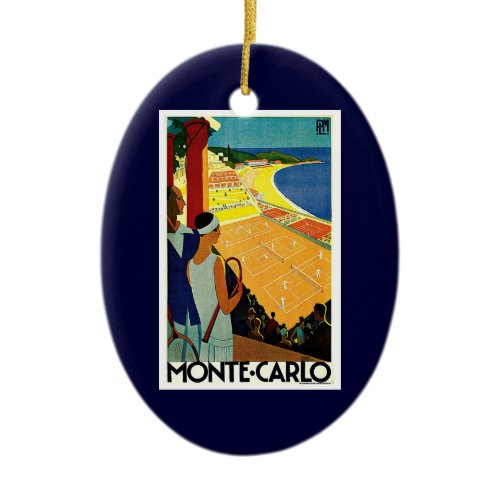 Vintage Travel, Tennis, Sports, Monte Carlo Monaco Ceramic Ornament