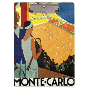 Vintage Travel, Tennis, Sports, Monte Carlo Monaco Clipboard