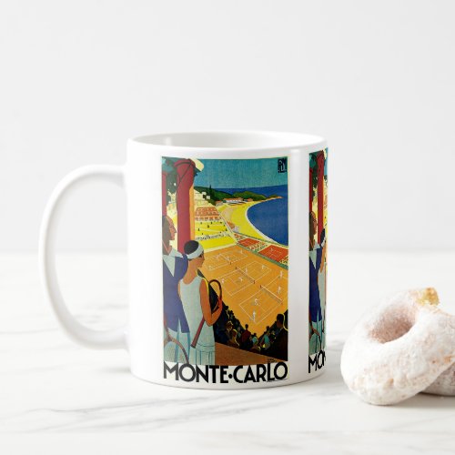 Vintage Travel Tennis Sports Monte Carlo Monaco Coffee Mug