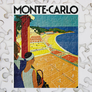 Vintage Travel, Tennis, Sports, Monte Carlo Monaco Jigsaw Puzzle