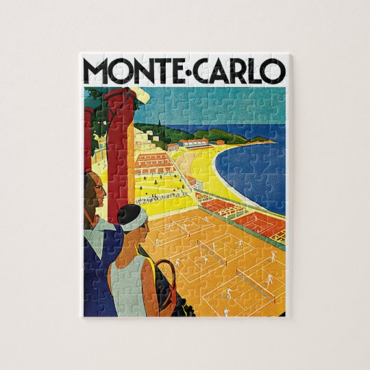 Vintage Travel, Tennis, Sports, Monte Carlo Monaco Jigsaw Puzzle ...