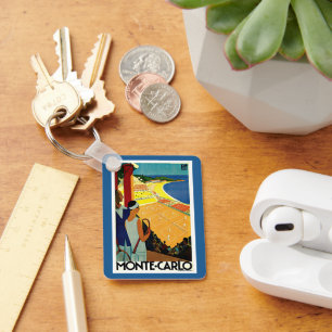 Vintage Travel, Tennis, Sports, Monte Carlo Monaco Keychain