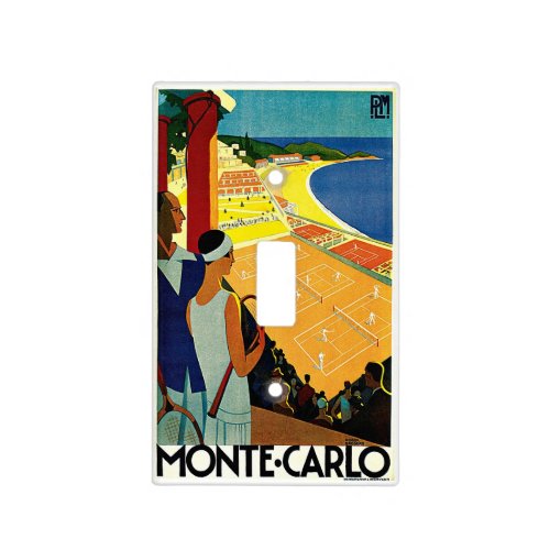 Vintage Travel Tennis Sports Monte Carlo Monaco Light Switch Cover