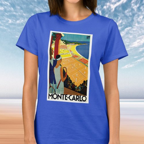 Vintage Travel Tennis Sports Monte Carlo Monaco T_Shirt