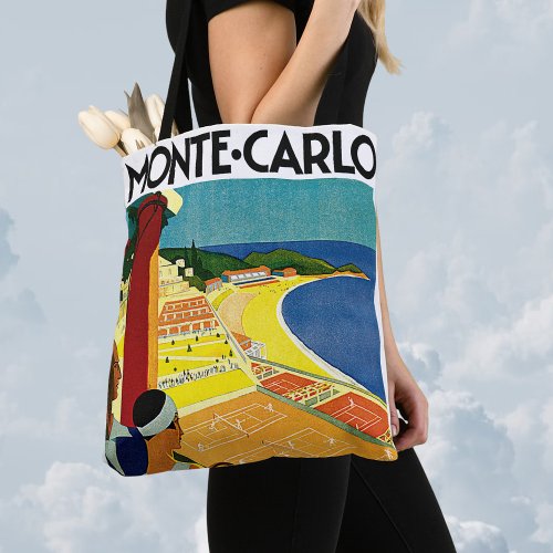 Vintage Travel Tennis Sports Monte Carlo Monaco Tote Bag