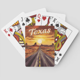 Vintage Travel Texas Landscape Retro Scenic Sunset Poker Cards