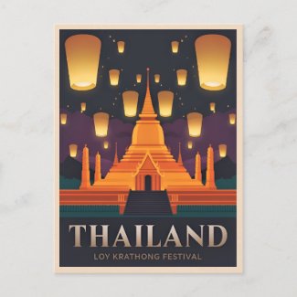 Vintage Travel Thailand Lantern Festival Retro