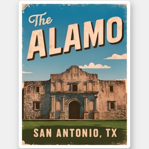 Vintage Travel The Alamo Texas Retro Graphic Sticker
