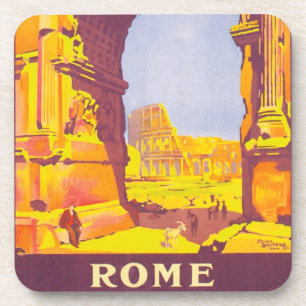 Vintage Travel, the Coliseum in Rome Italy Italian Drink Coaster