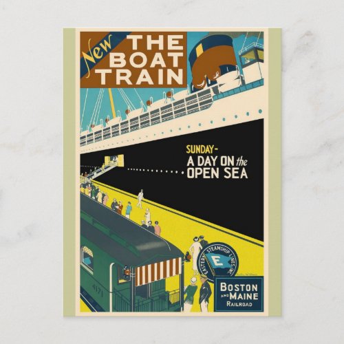 Vintage Travel _ The Train Boat Postcard